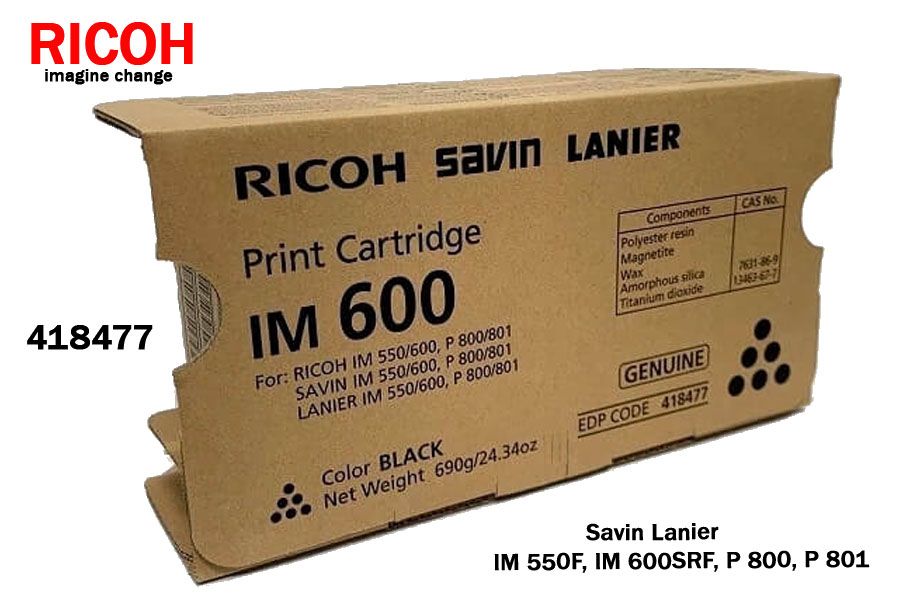 "Toner Para Impresora Ricoh (IM 550F, IM 600SRF, P 800, P 801) - 418477 - Negro - Original"