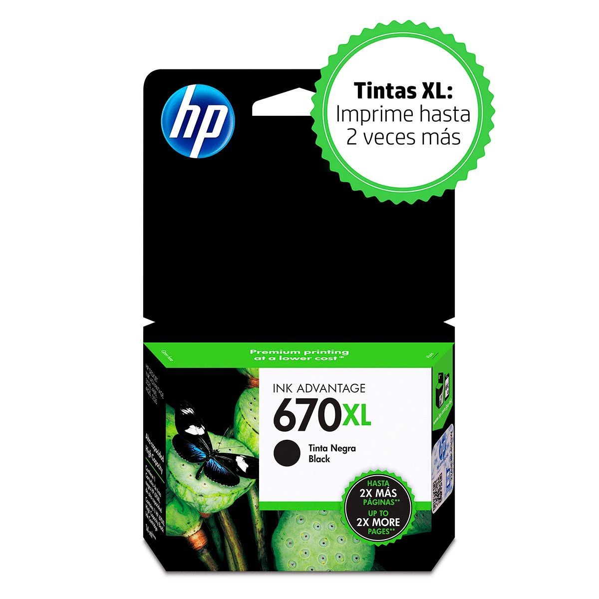 56237.jpg Tinta HP 670XL Negro CZ117AL Para Deskjet 4615, 4625, 3525, 5525 - Imagen 1