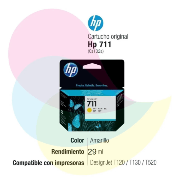 Tinta HP 711 Yellow CZ132A T120/T520 29ML - Imagen 2