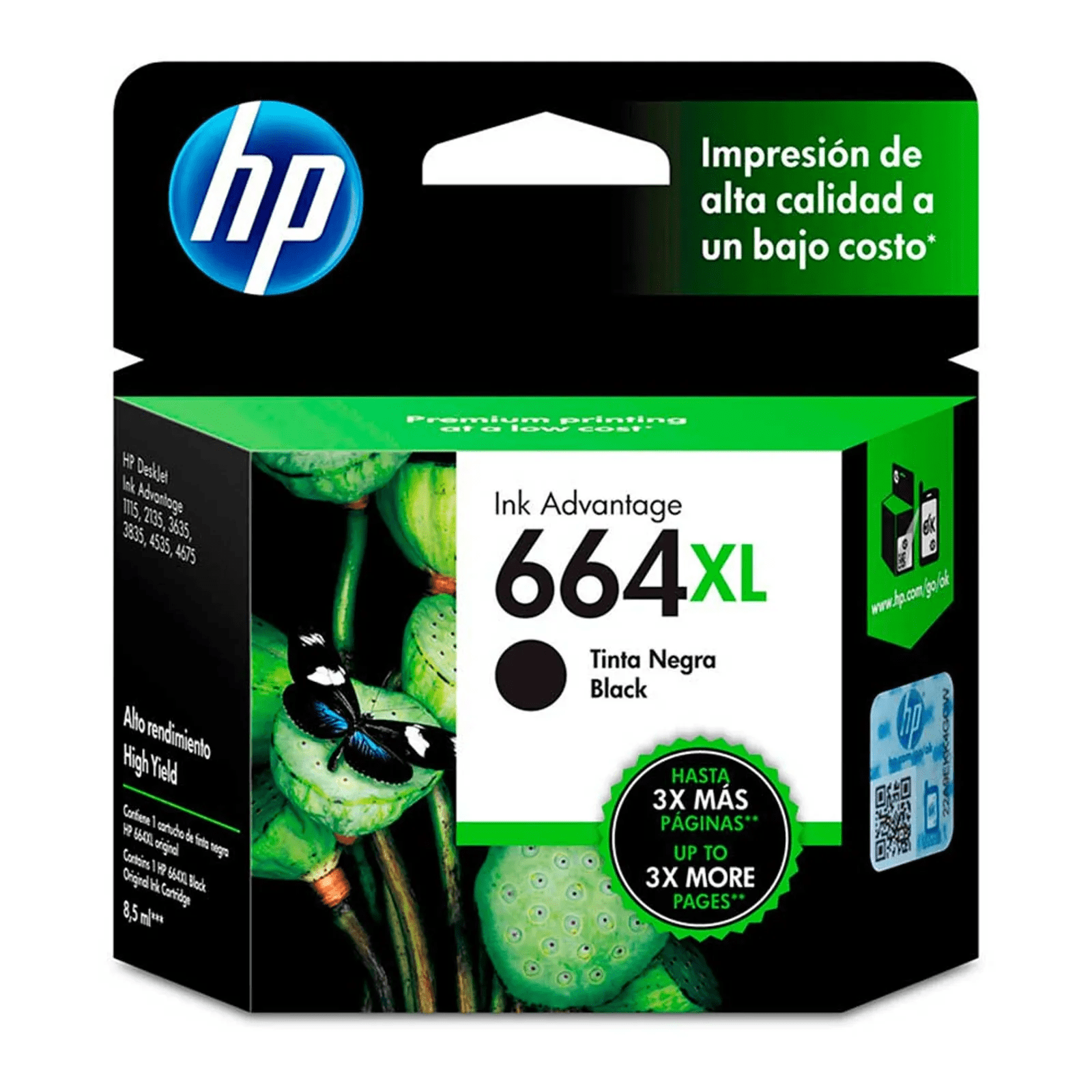 F6V31AL.png Tinta HP 664XL Black F6V31AL Deskjet 3787, 3789 - Imagen 1