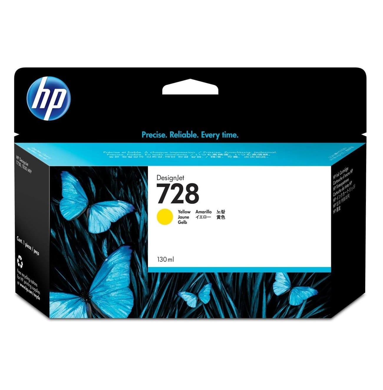 F9J65A.jpg Tinta HP 728 Yellow F9J65A Para DesignJet T730, T830 130ML - Imagen 1