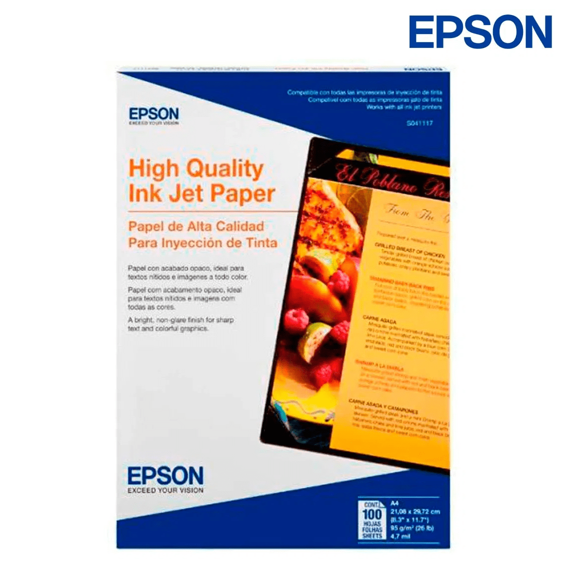 Papel-Fotograico-Epson-High-Quality-Paper-S041117-A4-com-100-Folhas.png Epson Papel S041117 A4 720 DPI 100 Hojas - Imagen 1