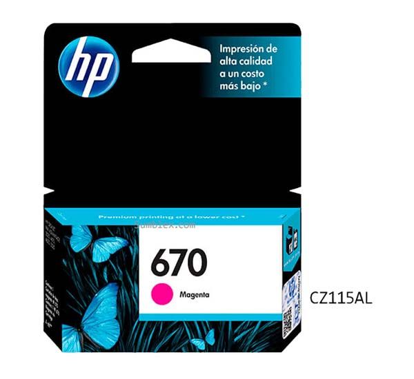 Tinta HP 670 Magenta CZ115AL Tinta HP 670 Magenta CZ115AL Para 3525, 4615