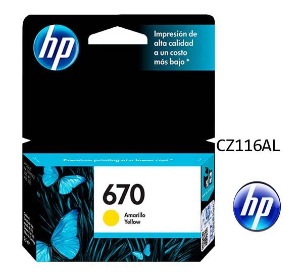 Tinta HP 670 Yellow CZ116AL Tinta HP 670 Yellow CZ116AL Para 3525, 4615