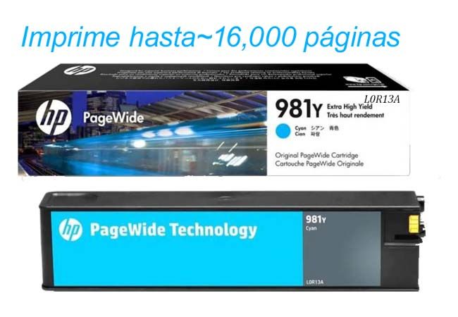 Tinta HP 981Y Cyan L0R13A Tinta HP 981Y Cyan L0R13A mfp 586dn, 556dn - Imagen 1