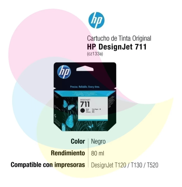 Tinta HP 711 Black CZ133A T120/T520 80ML - Imagen 2