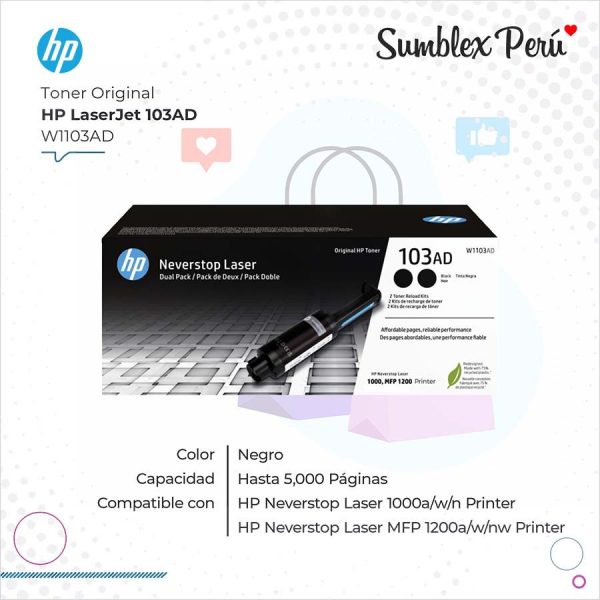 Toner HP 103AD Dual Pack W1103AD Caja X 2 Unidades - Imagen 2