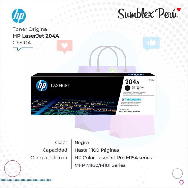 Toner HP 204A Negro CF510A M154, M180, M181