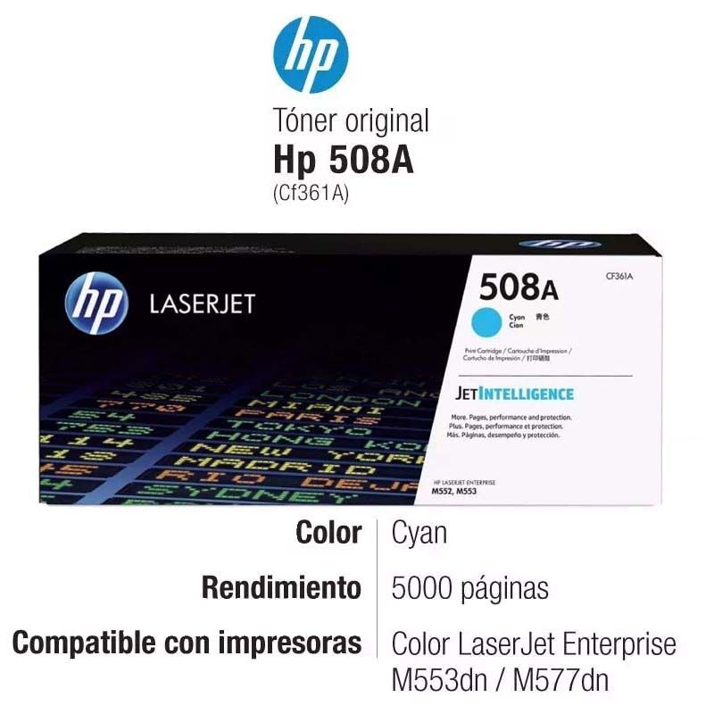 Toner HP 508A Cyan CF361A Toner HP 508A Cyan CF361A