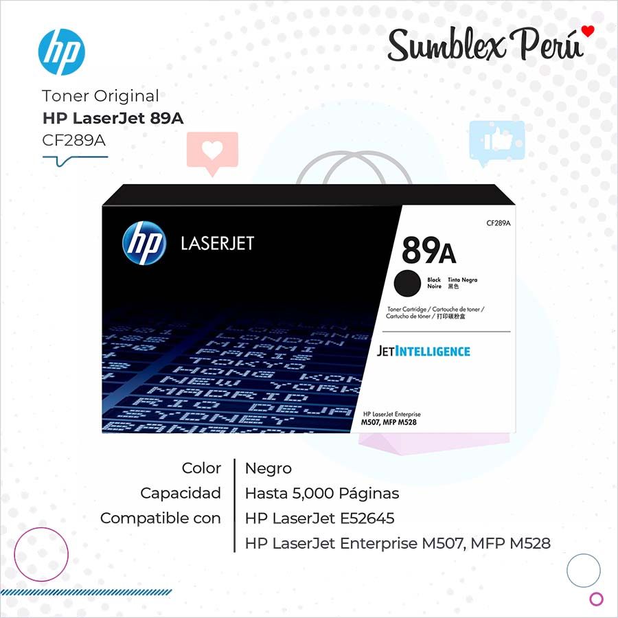 Toner-HP-89A-CF289A.jpg Toner Original HP 89A Negro CF289A Para M507, MFP M528 - Imagen 1