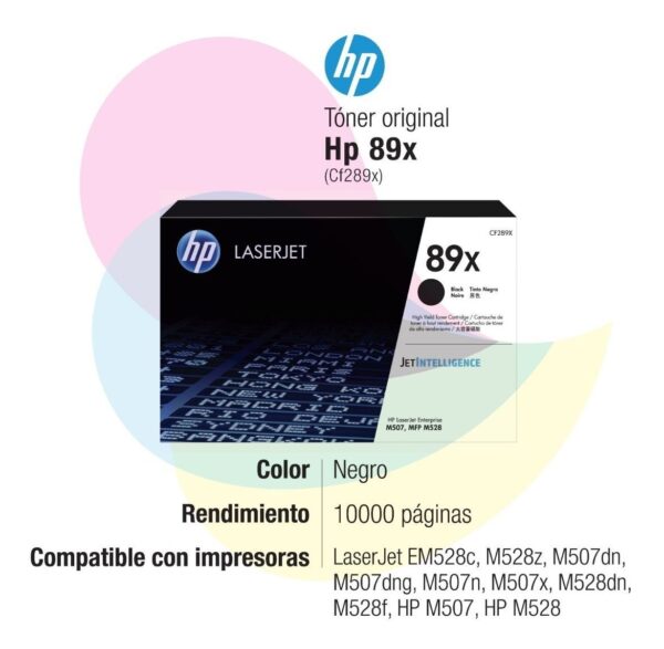 Toner Original HP 89X Negro CF289X Para M507, MFP M528 - Imagen 2