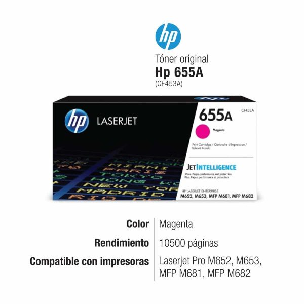 Toner HP 655A Magenta CF453A Para M652, M681 - Imagen 3