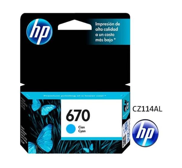 Tinta HP 670 Cyan CZ114AL Para 3525, 4615 - Imagen 2