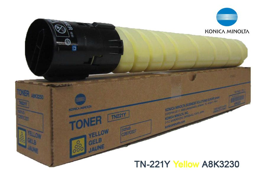 Toner Konica Minolta TN-221Y Yellow A8K3230 C287 Toner Konica Minolta TN-221Y Yellow A8K3230 C227 - Imagen 1