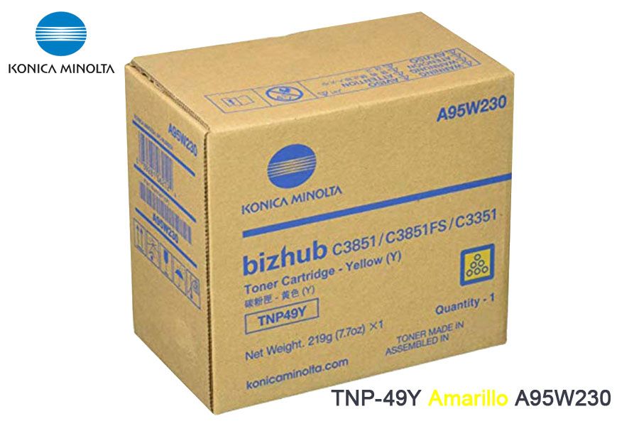 Toner Konica Minolta TNP-49Y Yellow A95W230 Toner Konica Minolta TNP-49Y Yellow A95W230 C3851/C3351 - Imagen 1