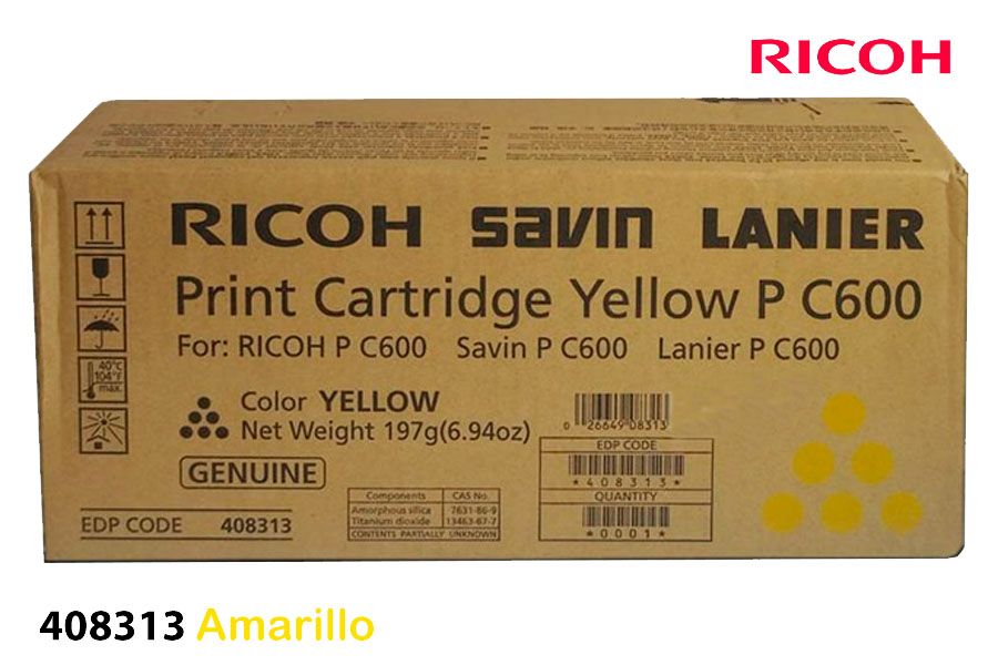 Toner Ricoh 408313 Yellow Toner Ricoh 408313 Yellow Para Savin P C600 - Imagen 1
