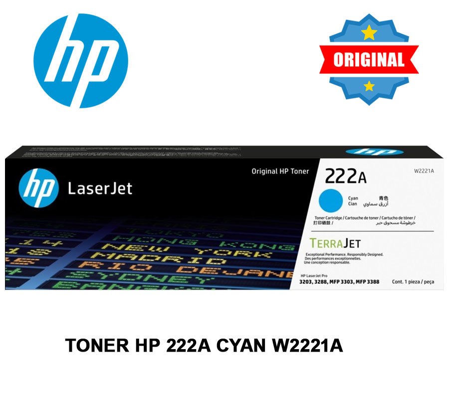 Toner HP 222A Cyan W2221A Toner HP 222A Cyan W2221A